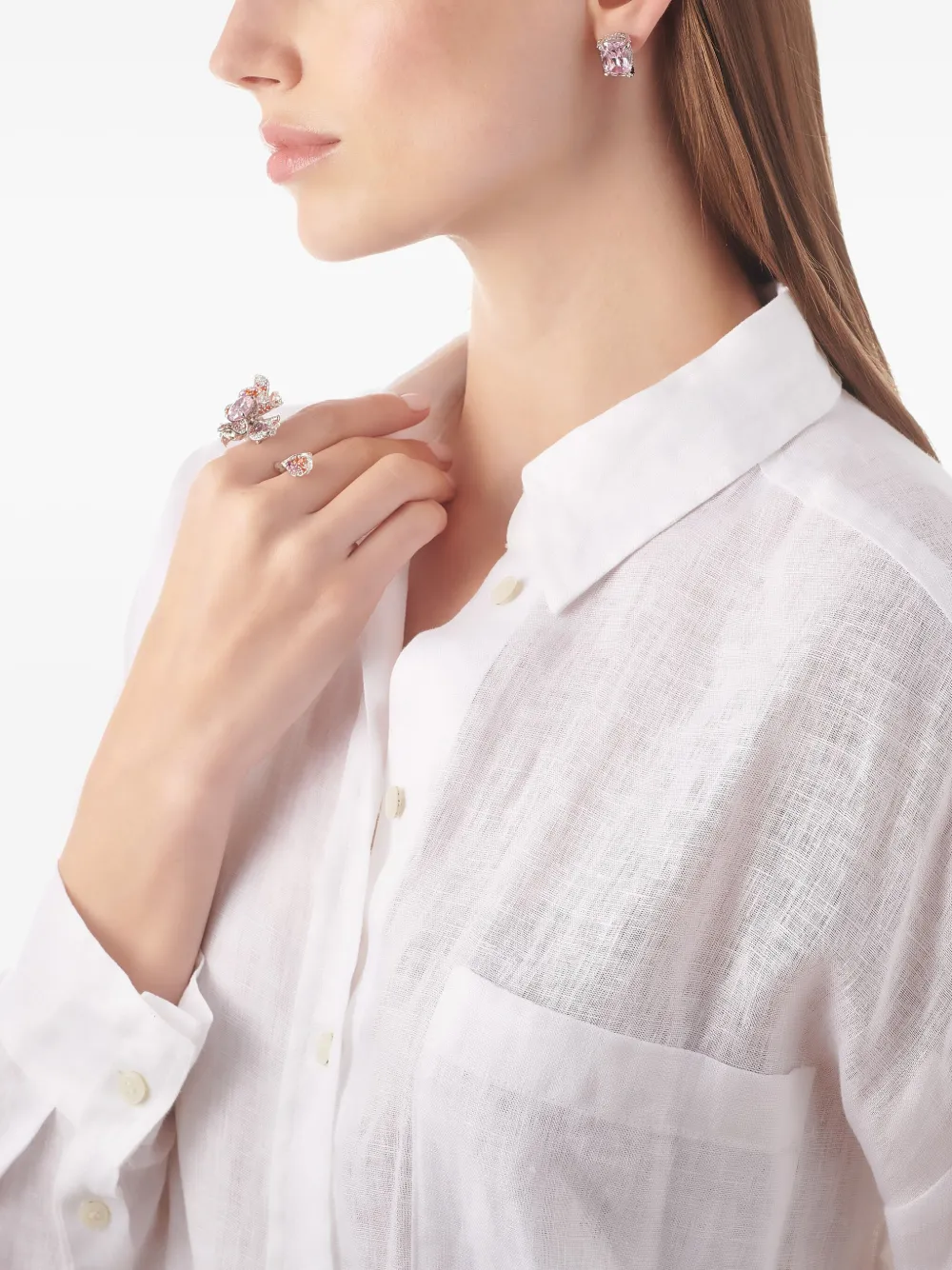 Anabela Chan 14k White Gold Blush Cushion Wing Studs In Pink