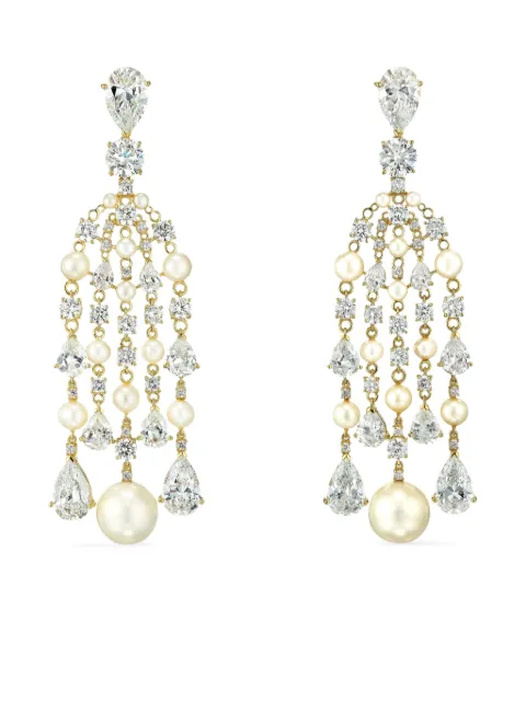 Anabela Chan 18K yellow gold vermeil Diamond Pearl Raindrop earrings
