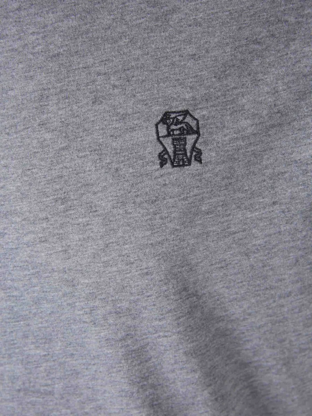Brunello Cucinelli T-shirt met geborduurd logo en geribbelde hals Grijs