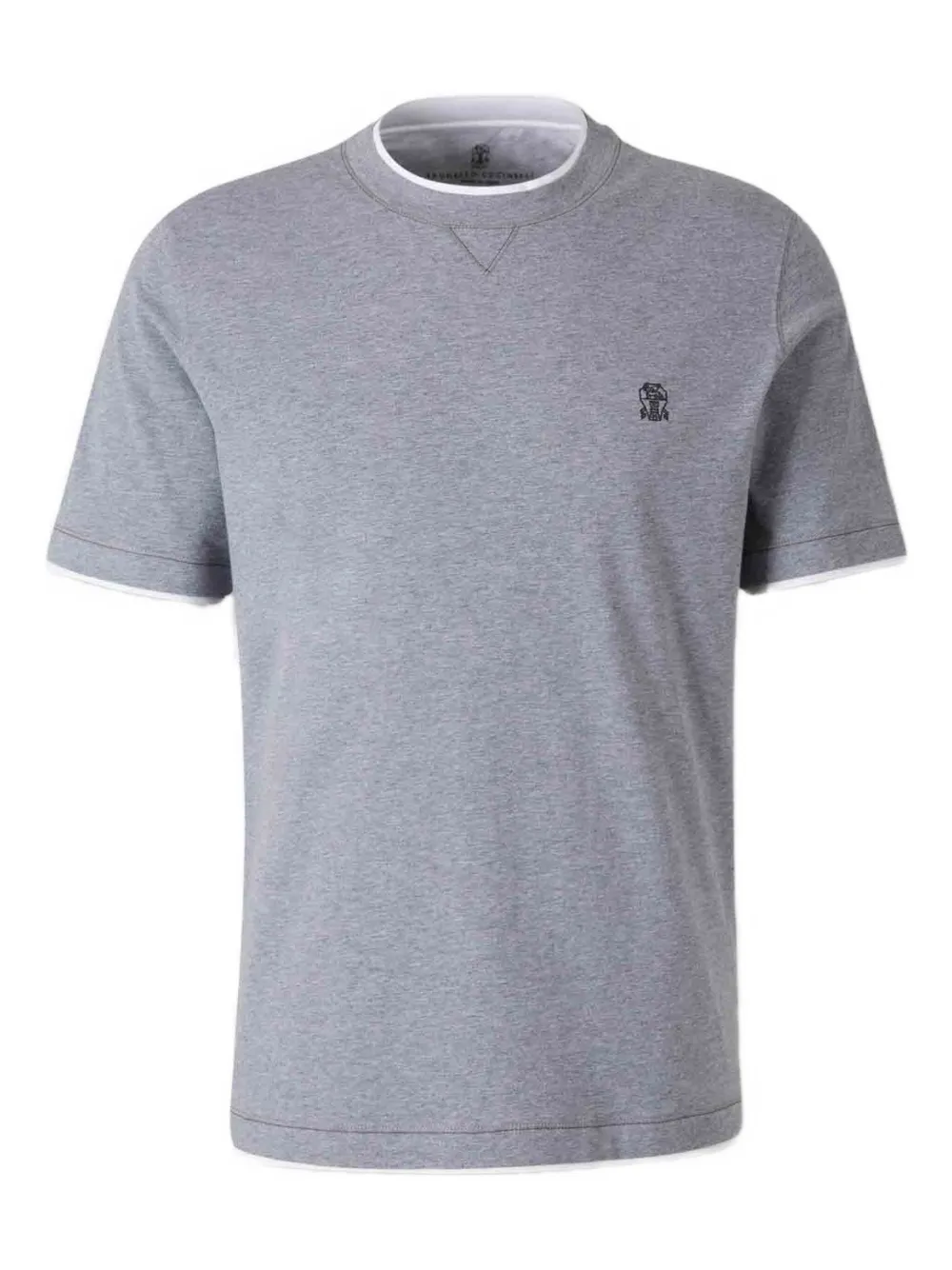 Brunello Cucinelli embroidered-logo ribbed-neckline T-shirt Grijs