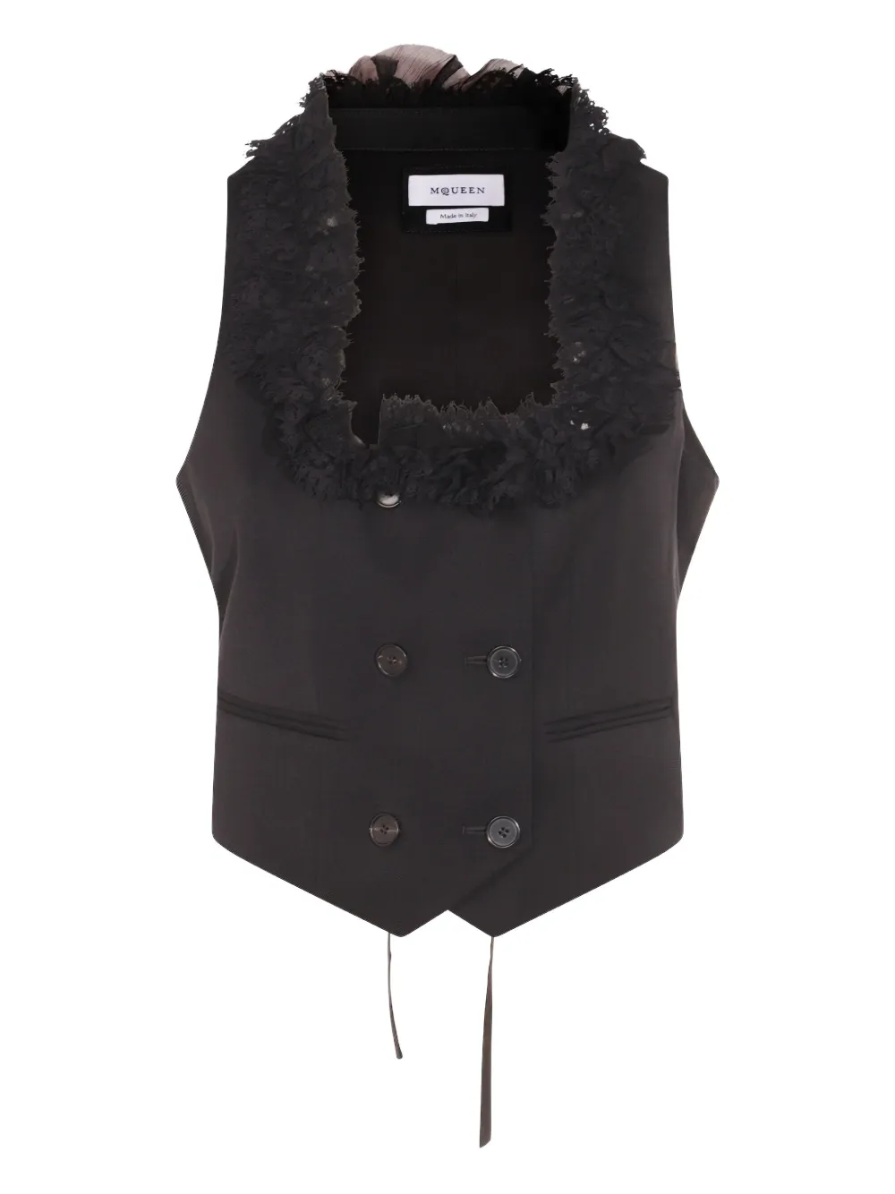 lace-trimmed double-breasted waistcoat
