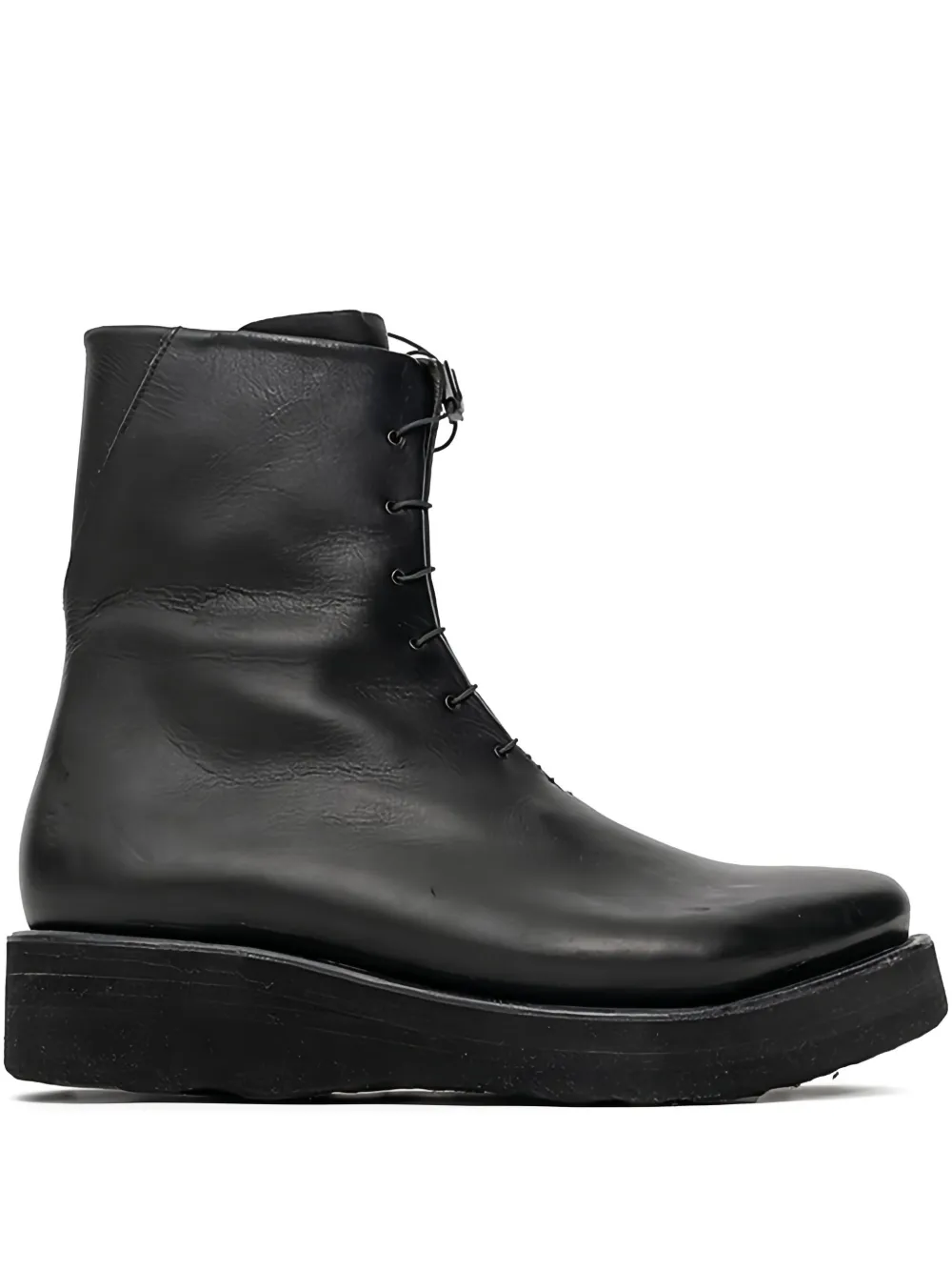 Devoa lace-up side-zip biker boots Black