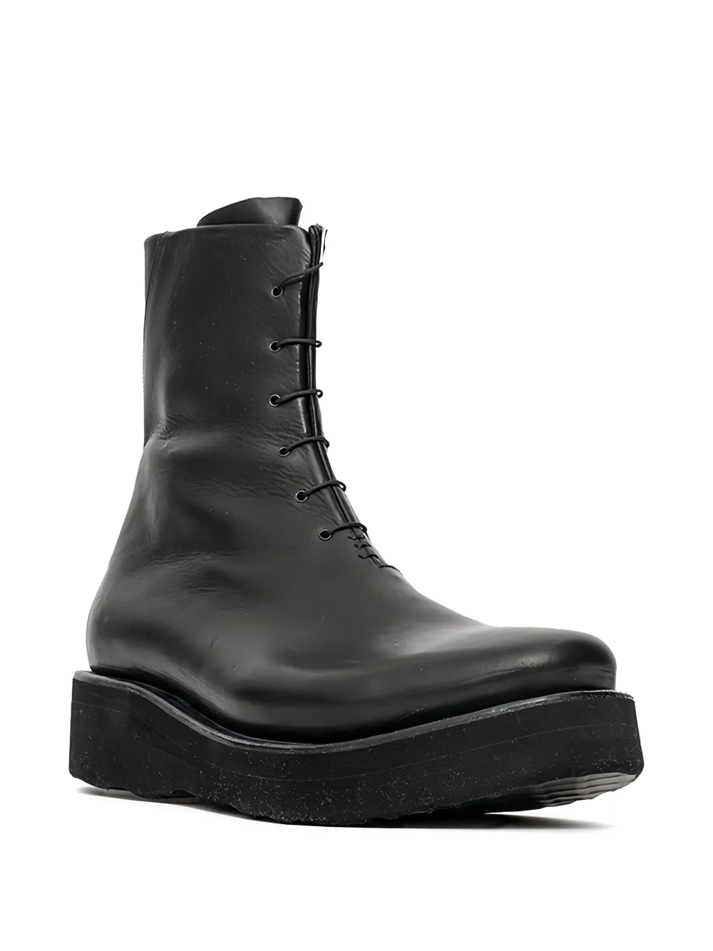 Devoa lace-up side-zip biker boots Black