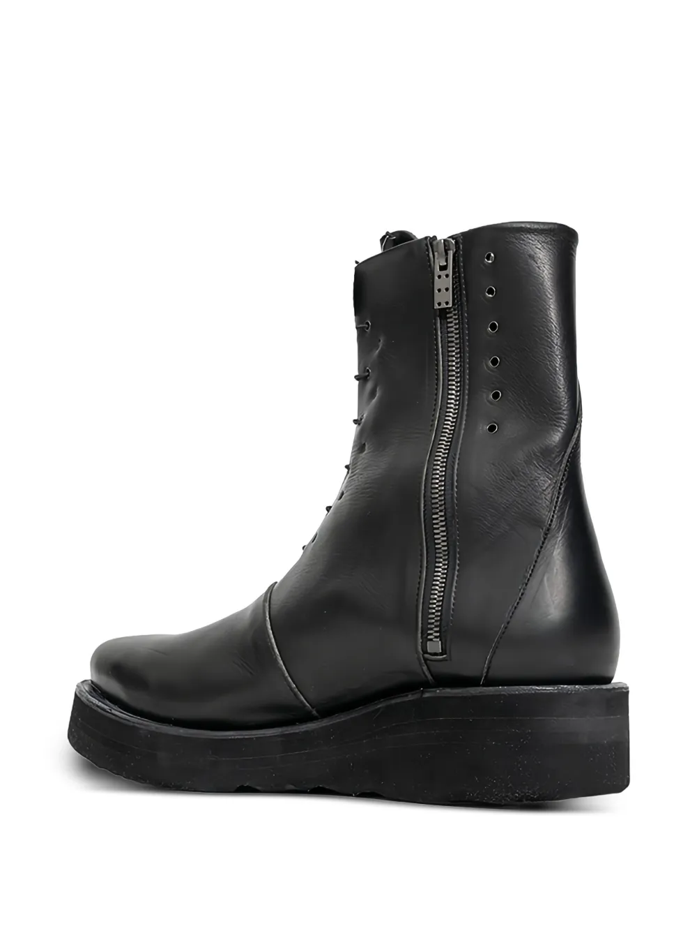 Devoa lace-up side-zip biker boots Black