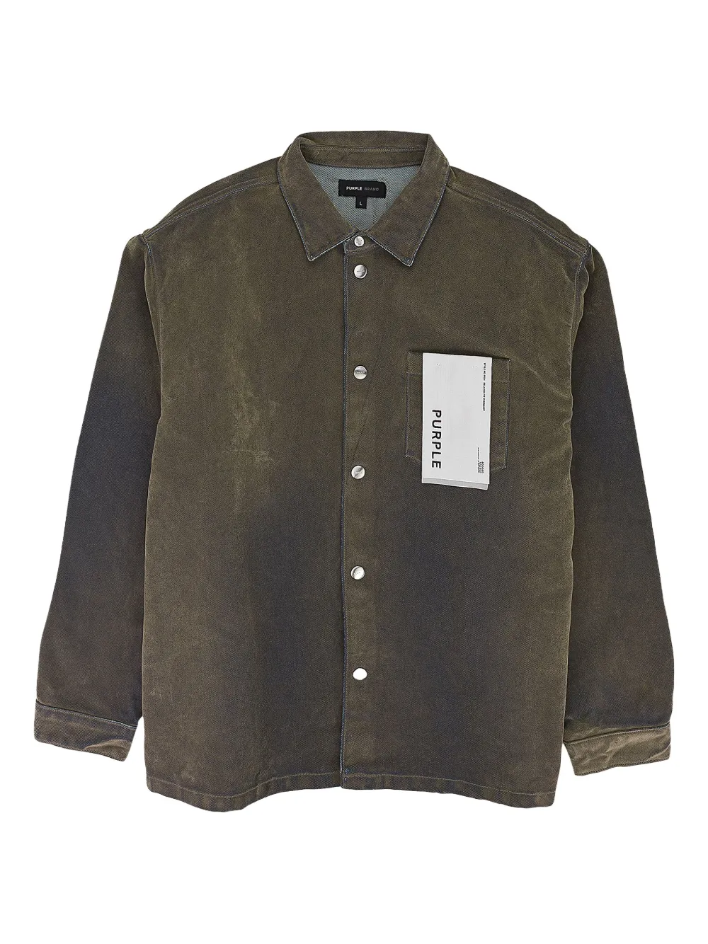 Purple Brand STADIUM "green" long-sleeve denim shirt jacket - Verde