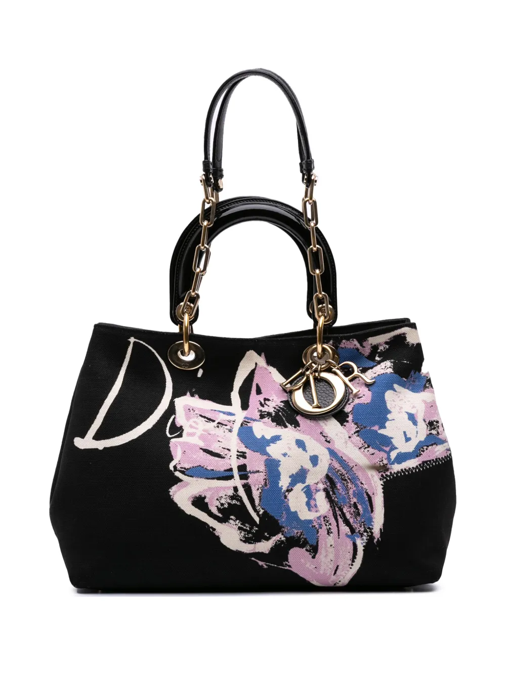 Pre-owned Dior 2014 Canvas Floral Printed Issimo Satchel In Black