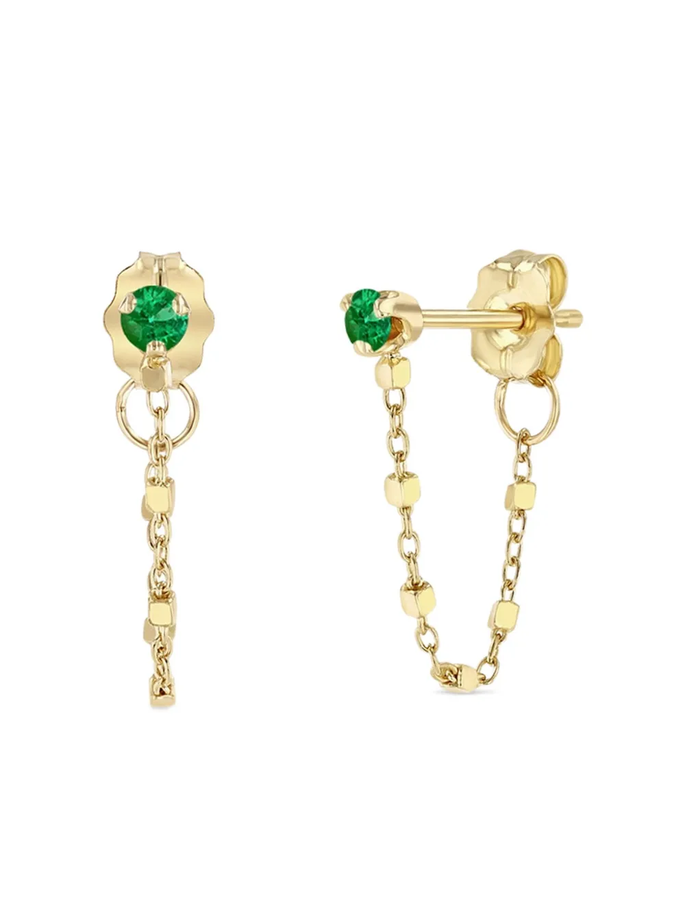 Zoë Chicco aretes de cadena en oro amarillo de 14kt con esmeralda | dorado | Image 1