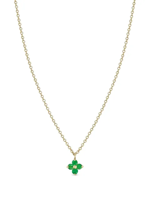 Zoë Chicco Quad エメラルド ネックレス 14Kイエローゴールド