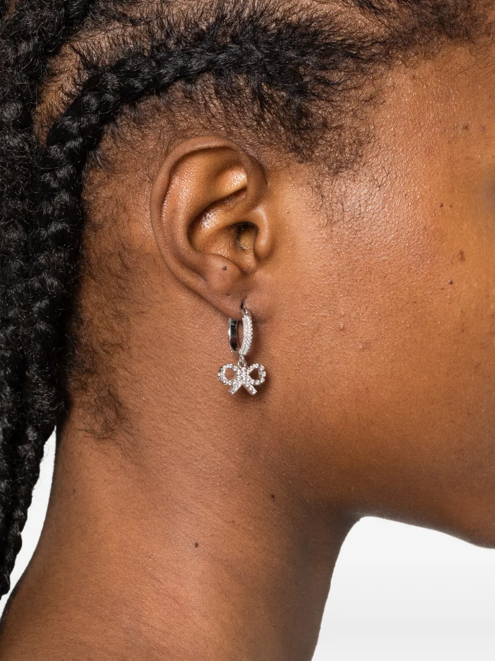 Self-Portrait crystal bow hoop earrings - Zilver