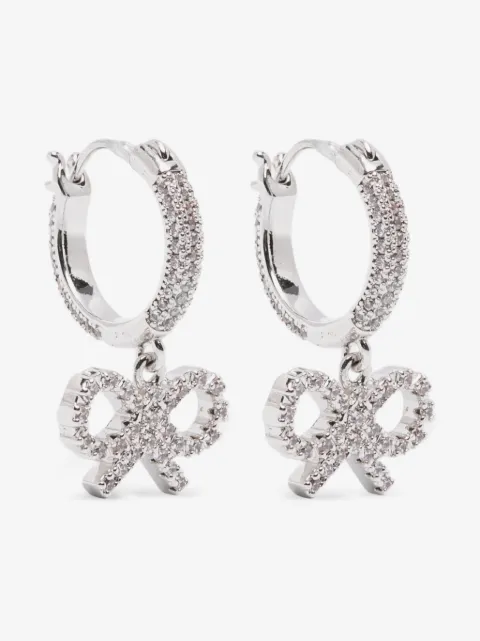 Self-Portrait crystal bow hoop earrings