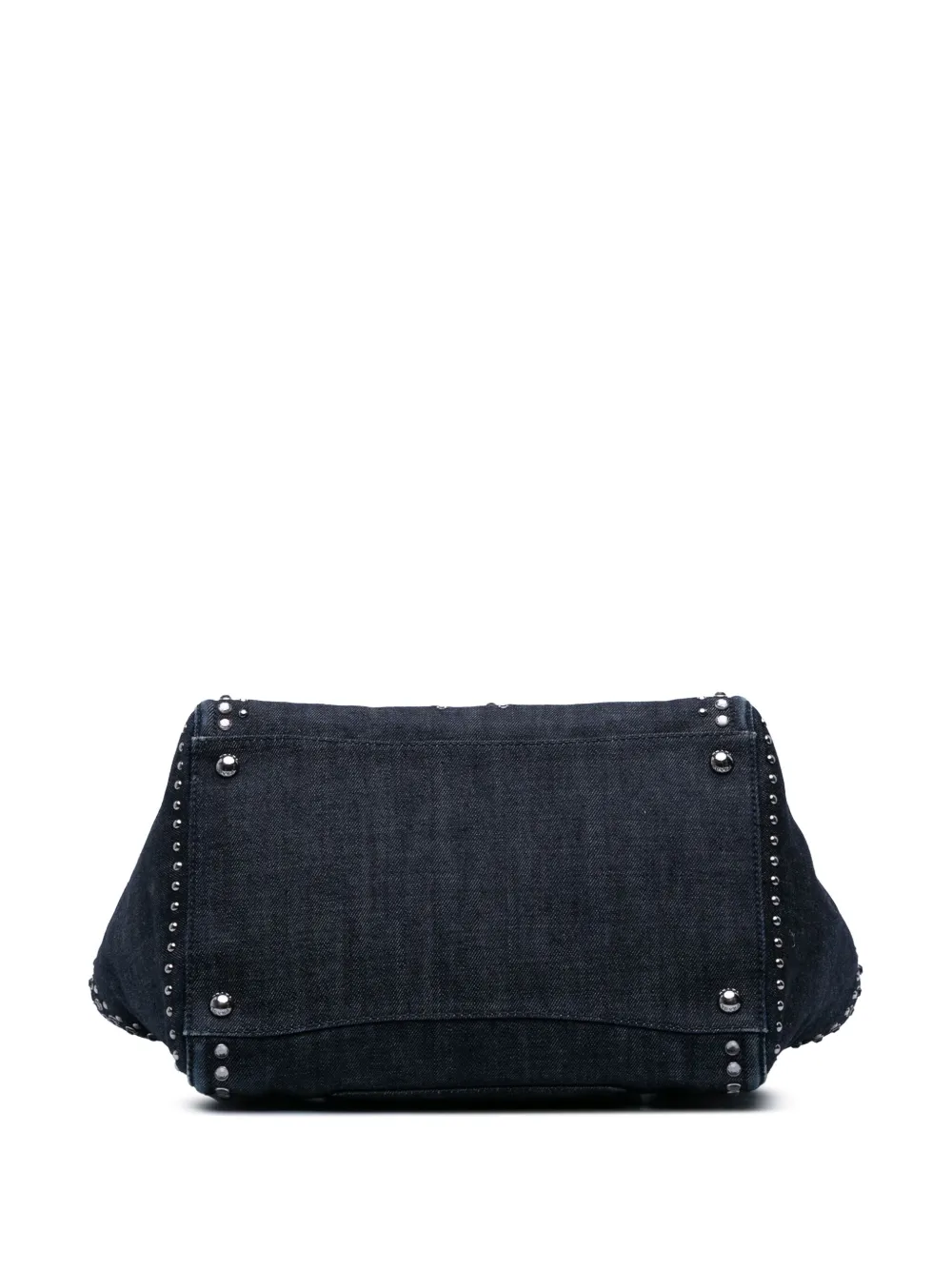 Pre-owned Prada 2000-2025 Denim Canapa Bijoux And Grommet Twin Pocket Tote Satchel In Blue