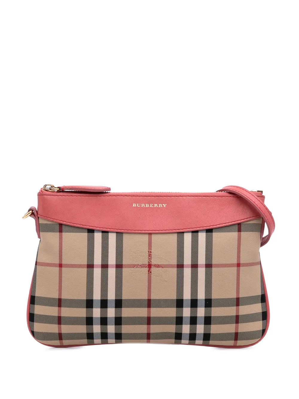 Pre-owned Burberry 2000-2017 Haymarket Check Canvas Peyton Crossbody Bag In Brown