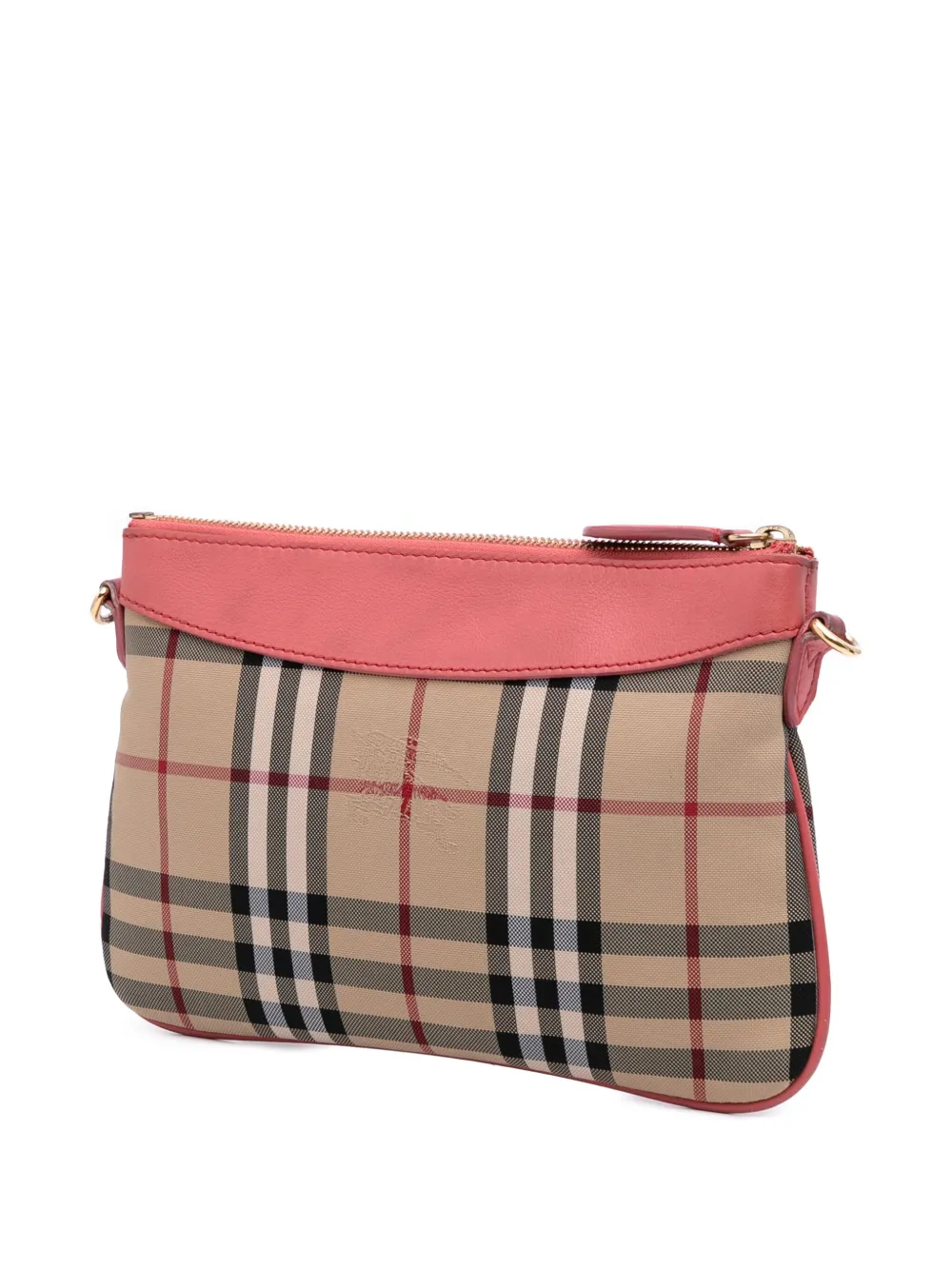 Pre-owned Burberry 2000-2017 Haymarket Check Canvas Peyton Crossbody Bag In Brown