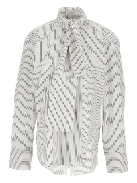 Plan C striped tie-neck shirt