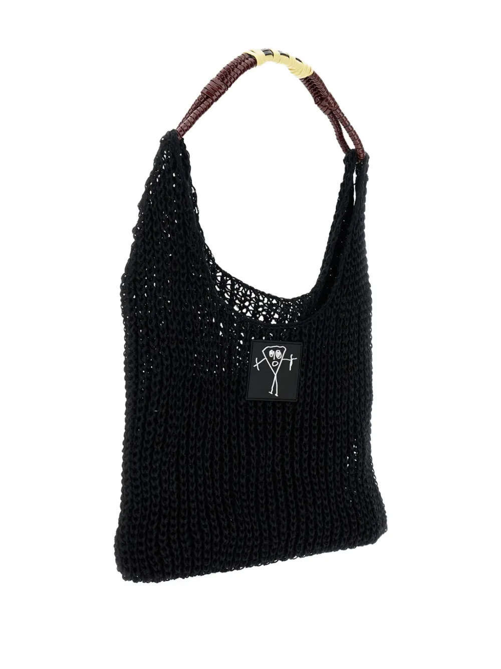 Plan C logo-patch shoulder bag - Zwart