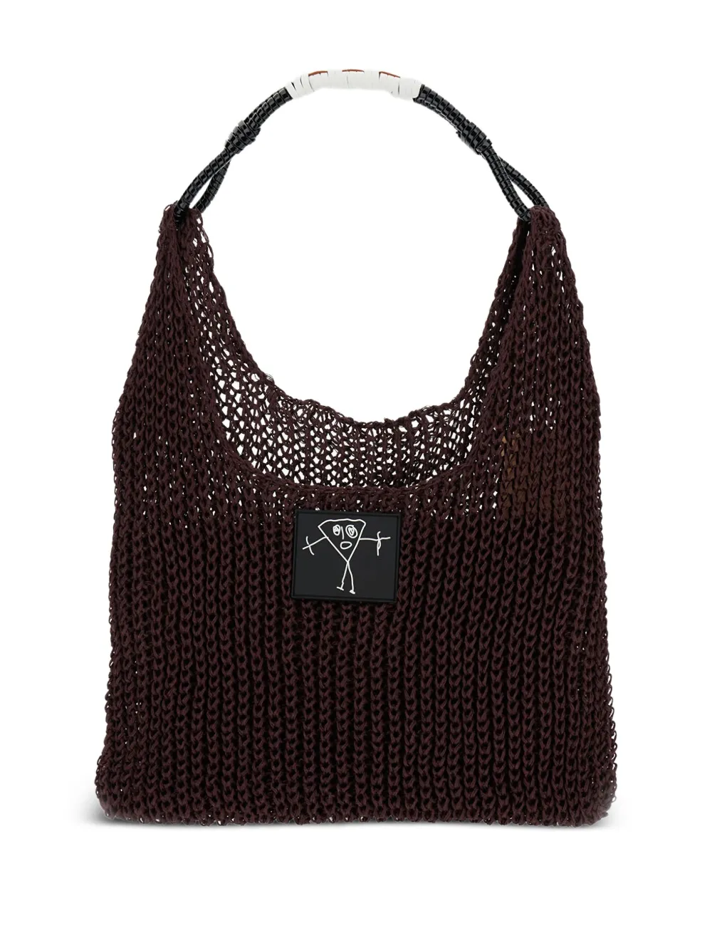 braided-handle mesh shoulder bag