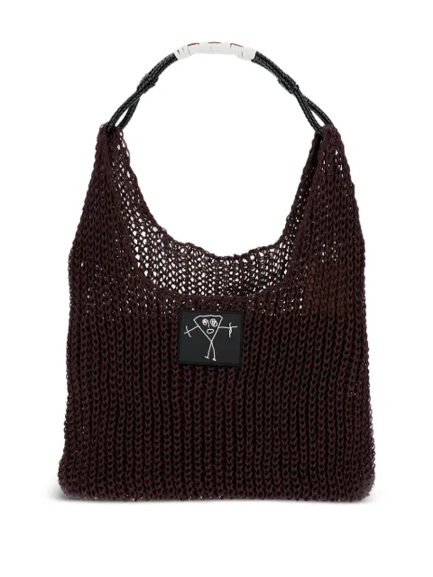 Plan C braided-handle mesh shoulder bag