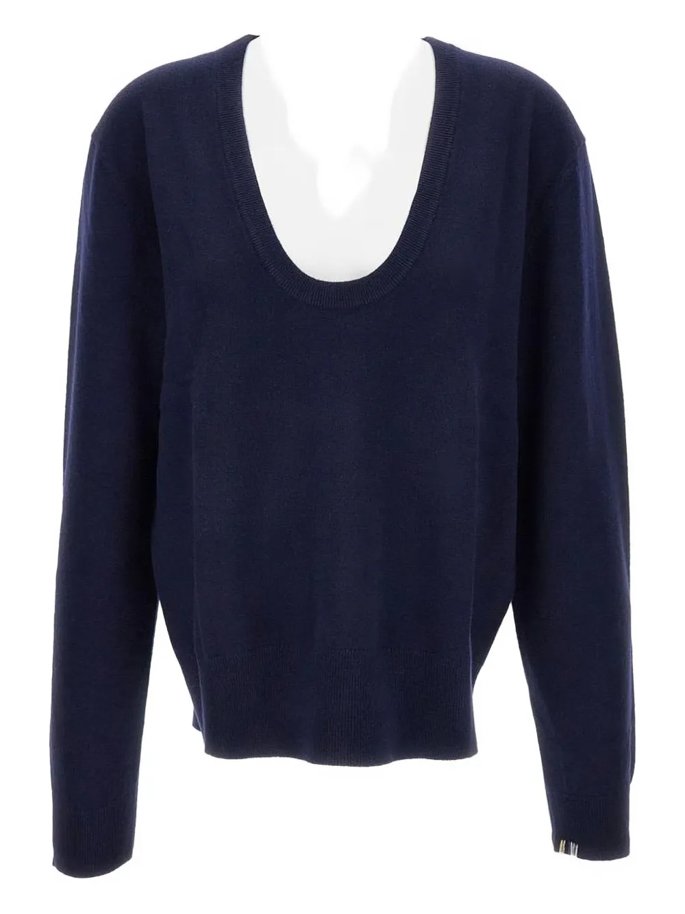 Extreme Cashmere Gerippter Pullover Mit Tiefem Ausschnitt In Blue
