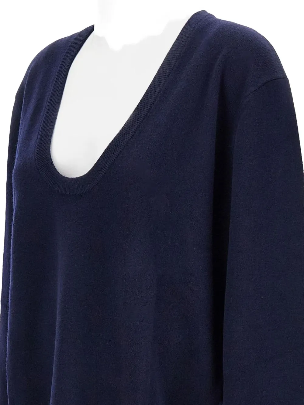 Extreme Cashmere Gerippter Pullover Mit Tiefem Ausschnitt In Blue