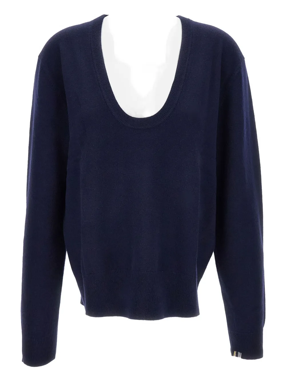 extreme cashmere Jacob deep scoop-neckline ribbed sweater | Blue | Image 1