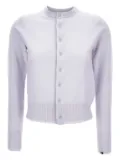extreme cashmere ribbed-collar button cardigan - Blue