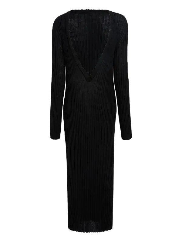 khaite ribbed dress KHAITE Ribbed open-back Midi Dress | Black