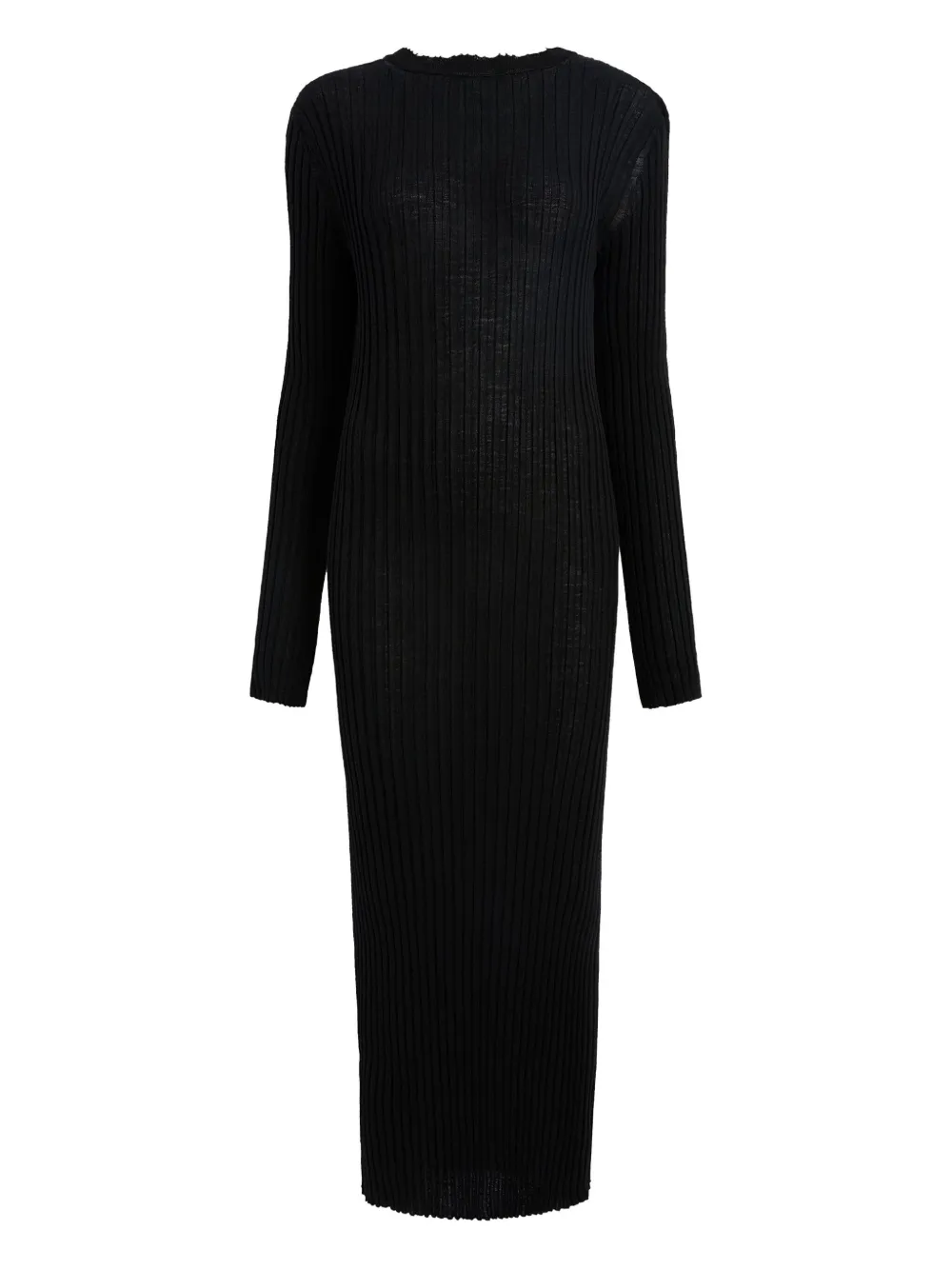 KHAITE ribbed open-back midi dress Zwart