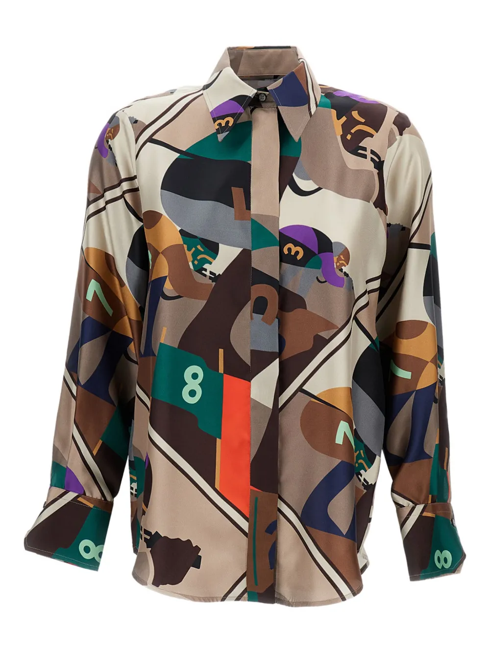 Alberto Biani Classic Silk Skiers Shirt In Brown