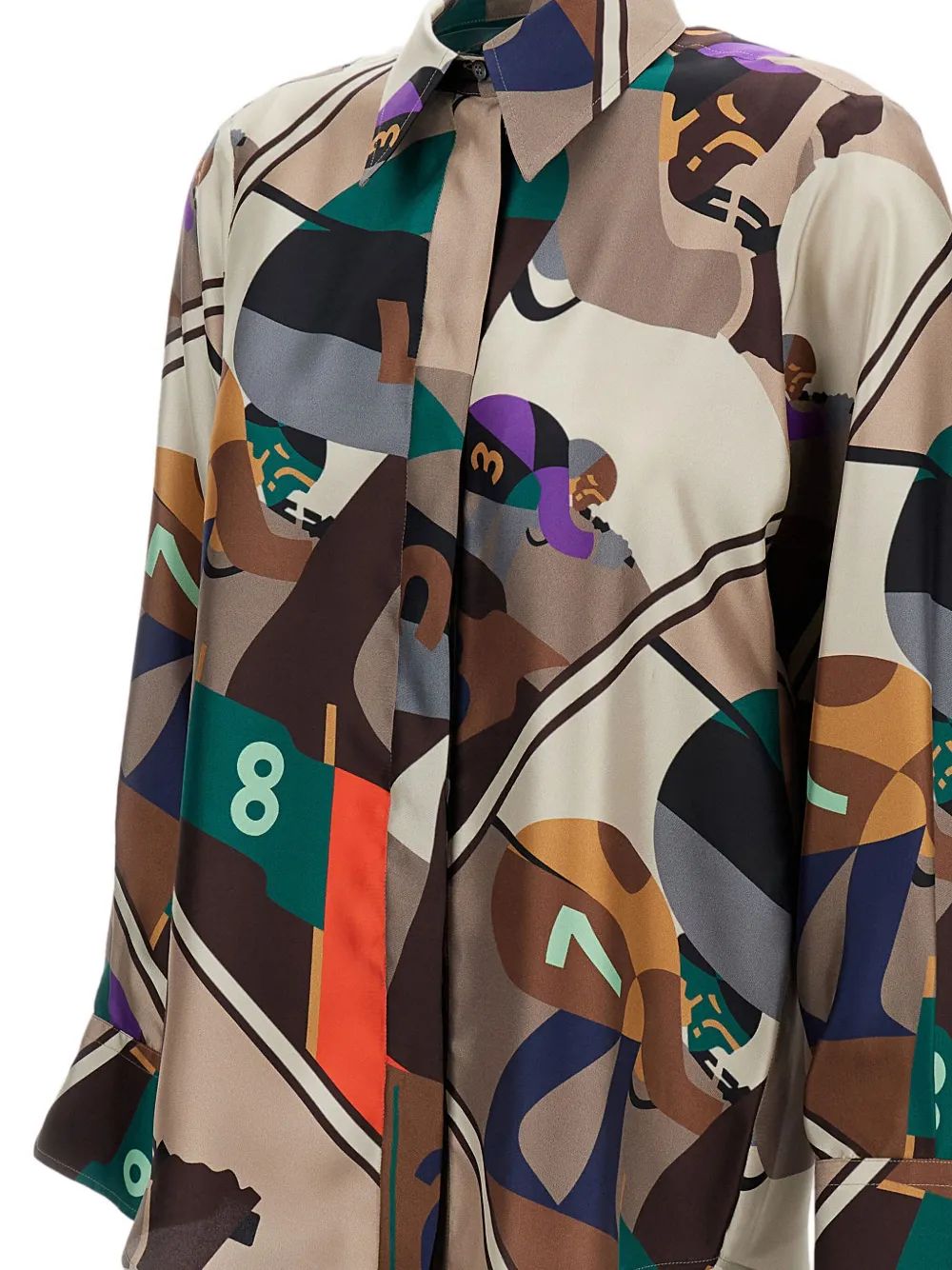 Alberto Biani Classic Silk Skiers Shirt In Brown