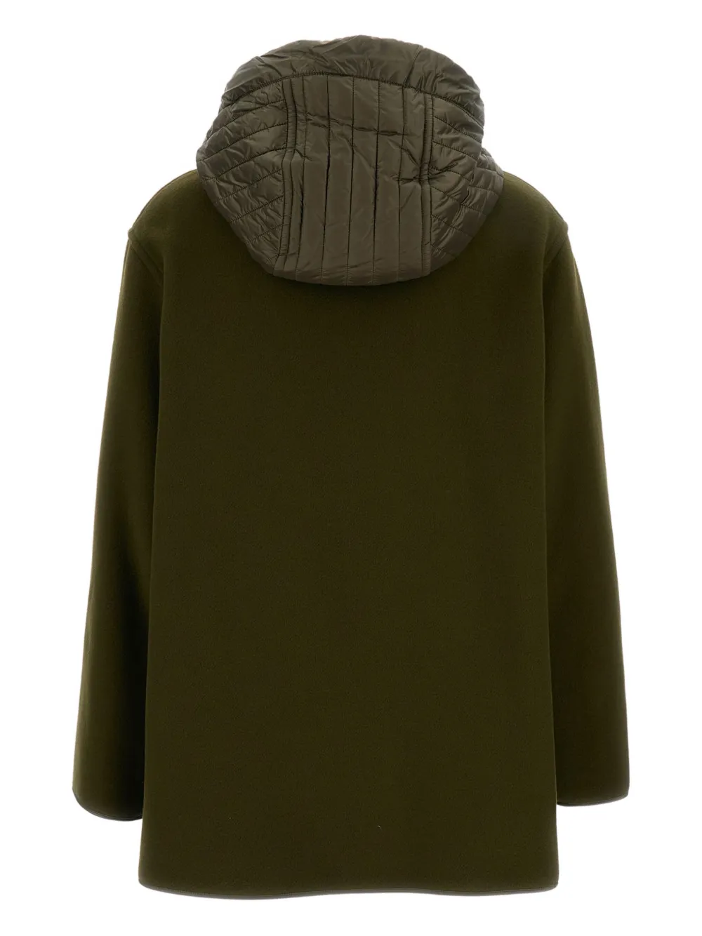 Fay Bi-material Caban Hooded Coat In Green