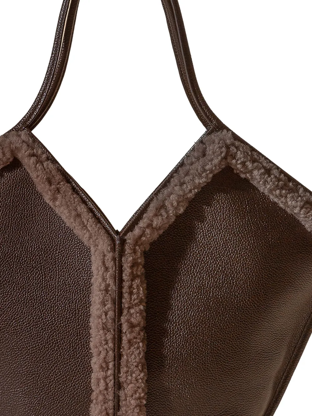 Hereu shearling-trimmed leather shoulder bag - Bruin