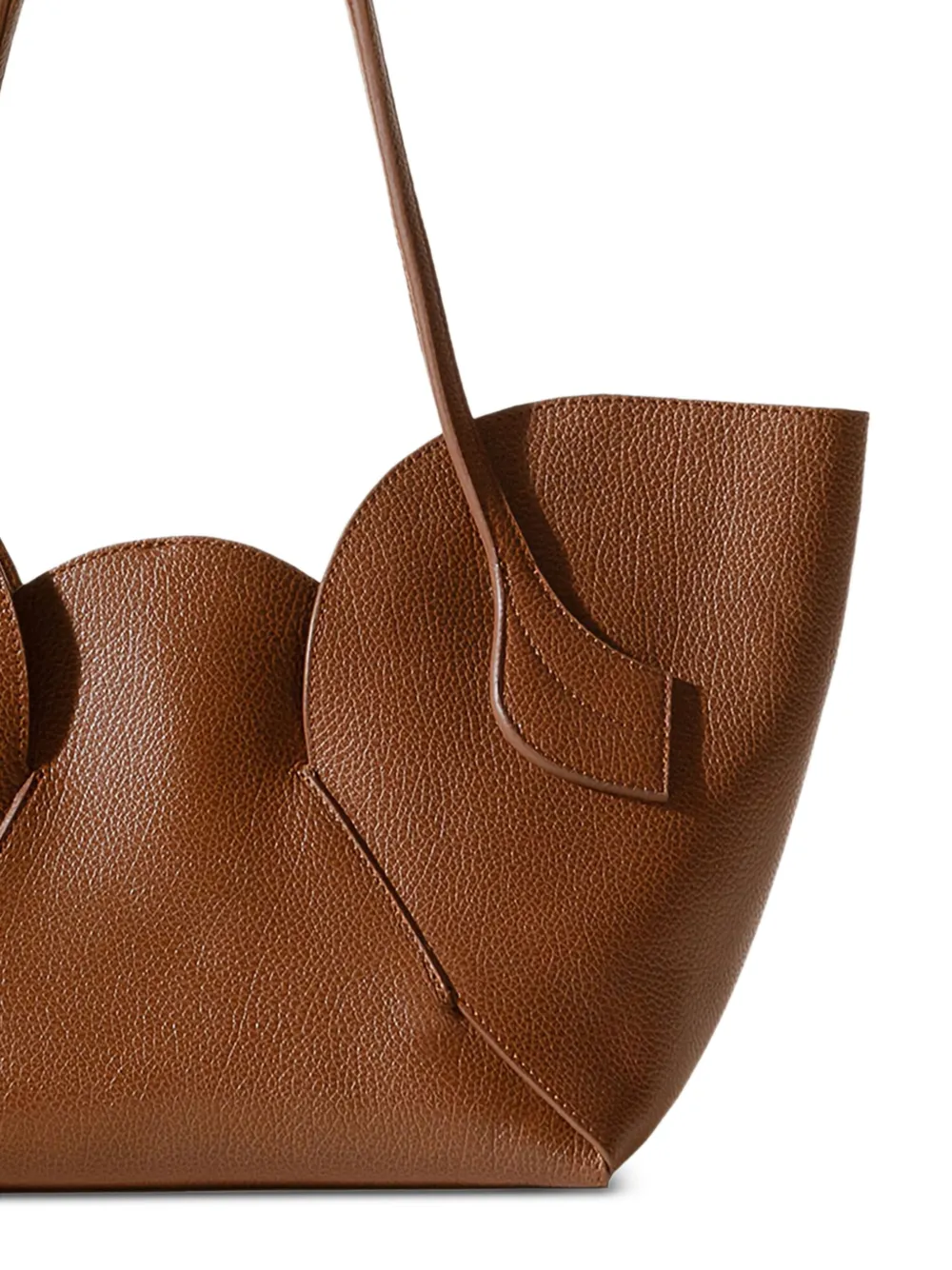 Hereu Sepal round-profile calfskin shoulder bag - Bruin