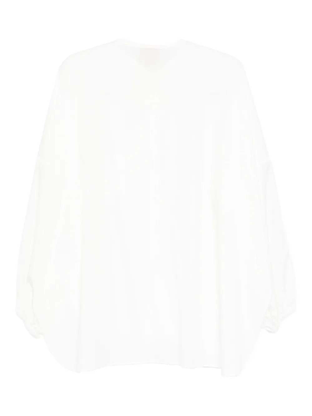 Balloon-Sleeve Tie-Neck Blouse