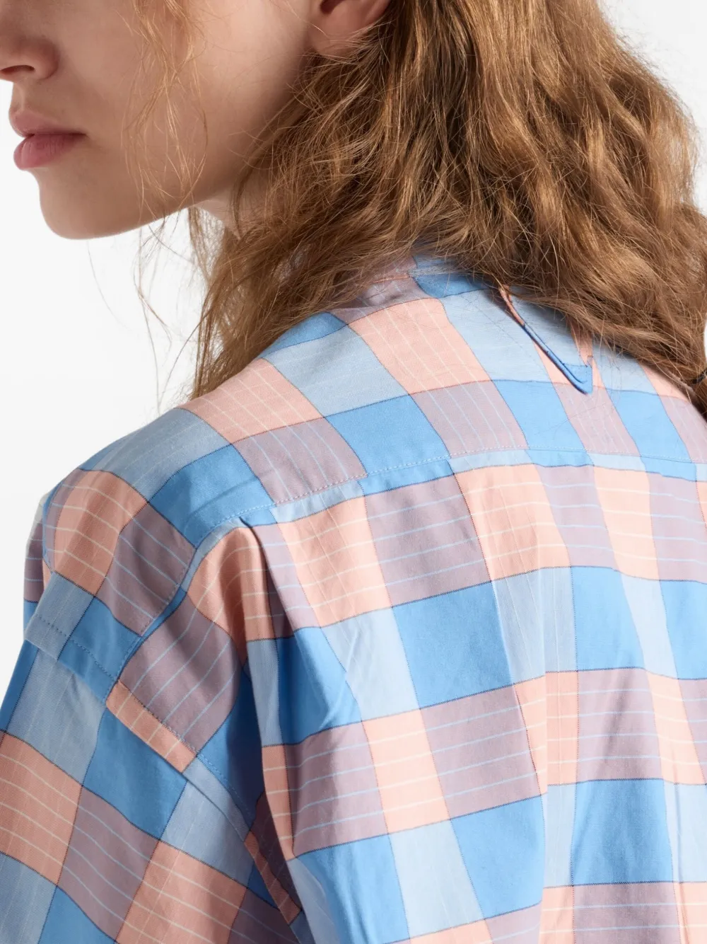 Prada Geruit popeline blouse Blauw
