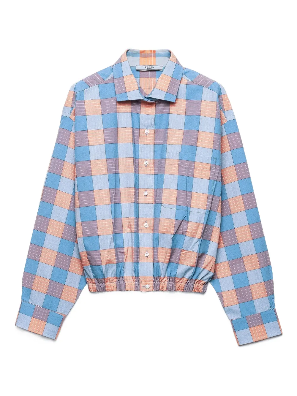 Prada Geruit popeline blouse Blauw