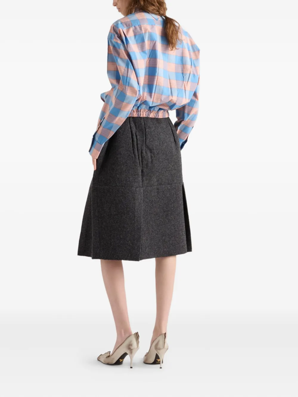 Prada Geruit popeline blouse Blauw