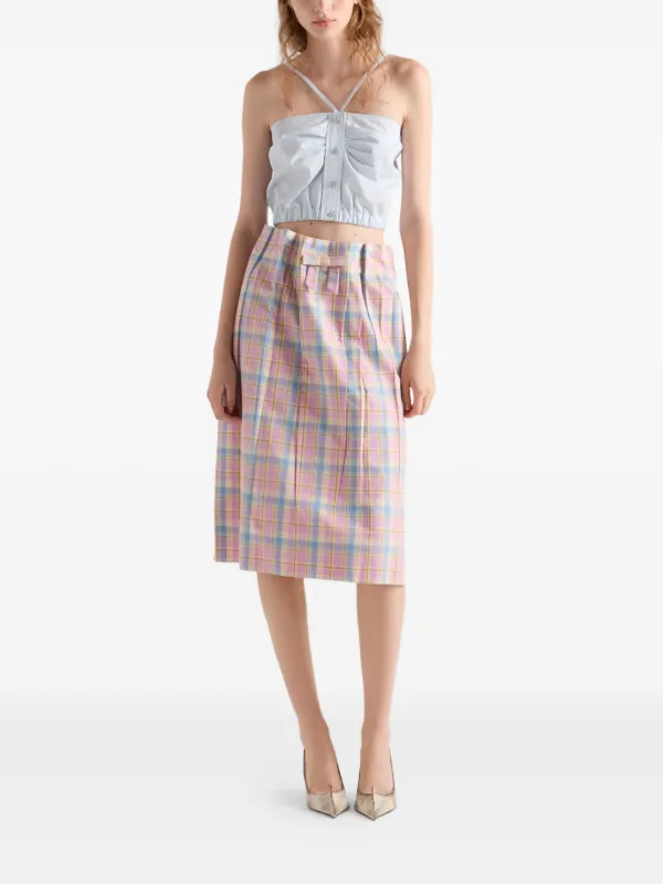 Prada チェック スカート | ピンク | FARFETCH JP