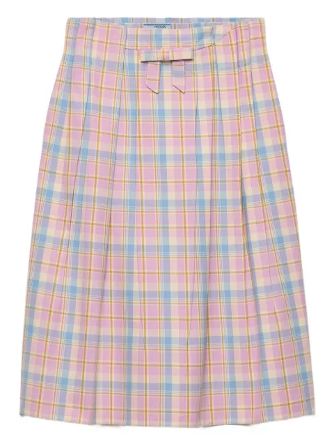 Prada checked bow-detail midi skirt