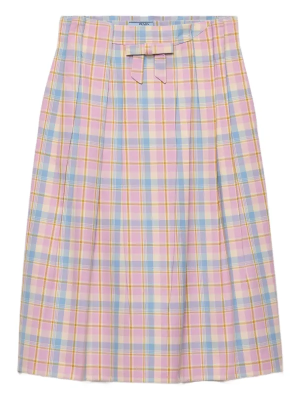 Prada チェック スカート | ピンク | FARFETCH JP Prada チェック スカート | ピンク | FARFETCH JP