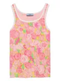 Prada floral-print ribbed tank top - Pink