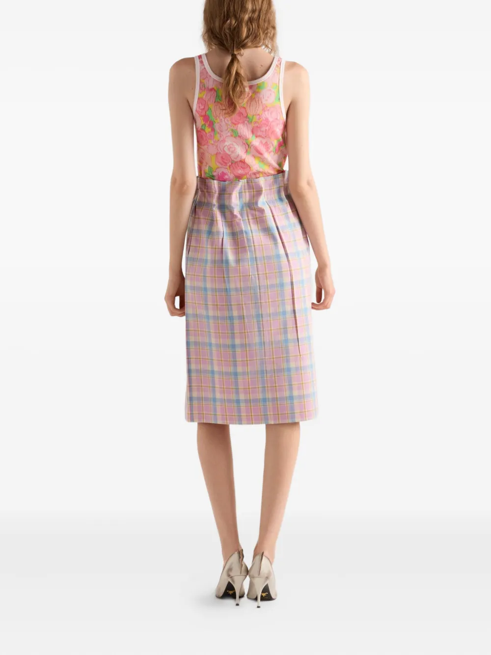 Prada Geribbelde tanktop met logoprint Roze