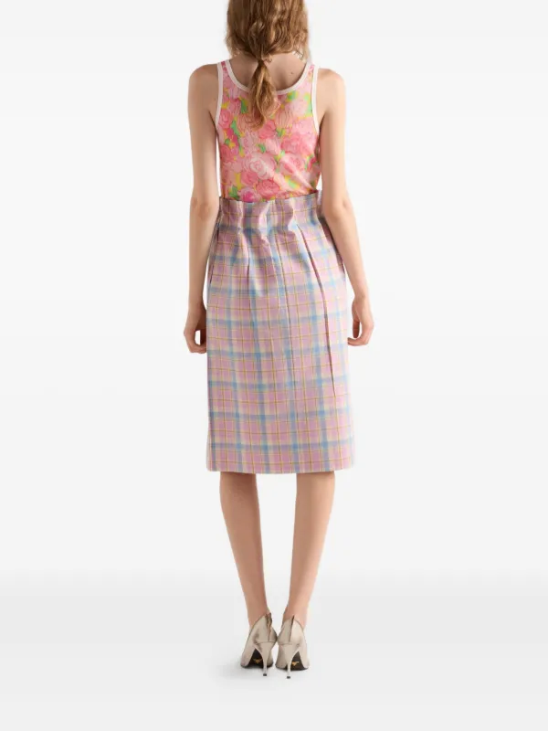 Prada floral-print Ribbed Tank Top | Pink | FARFETCH