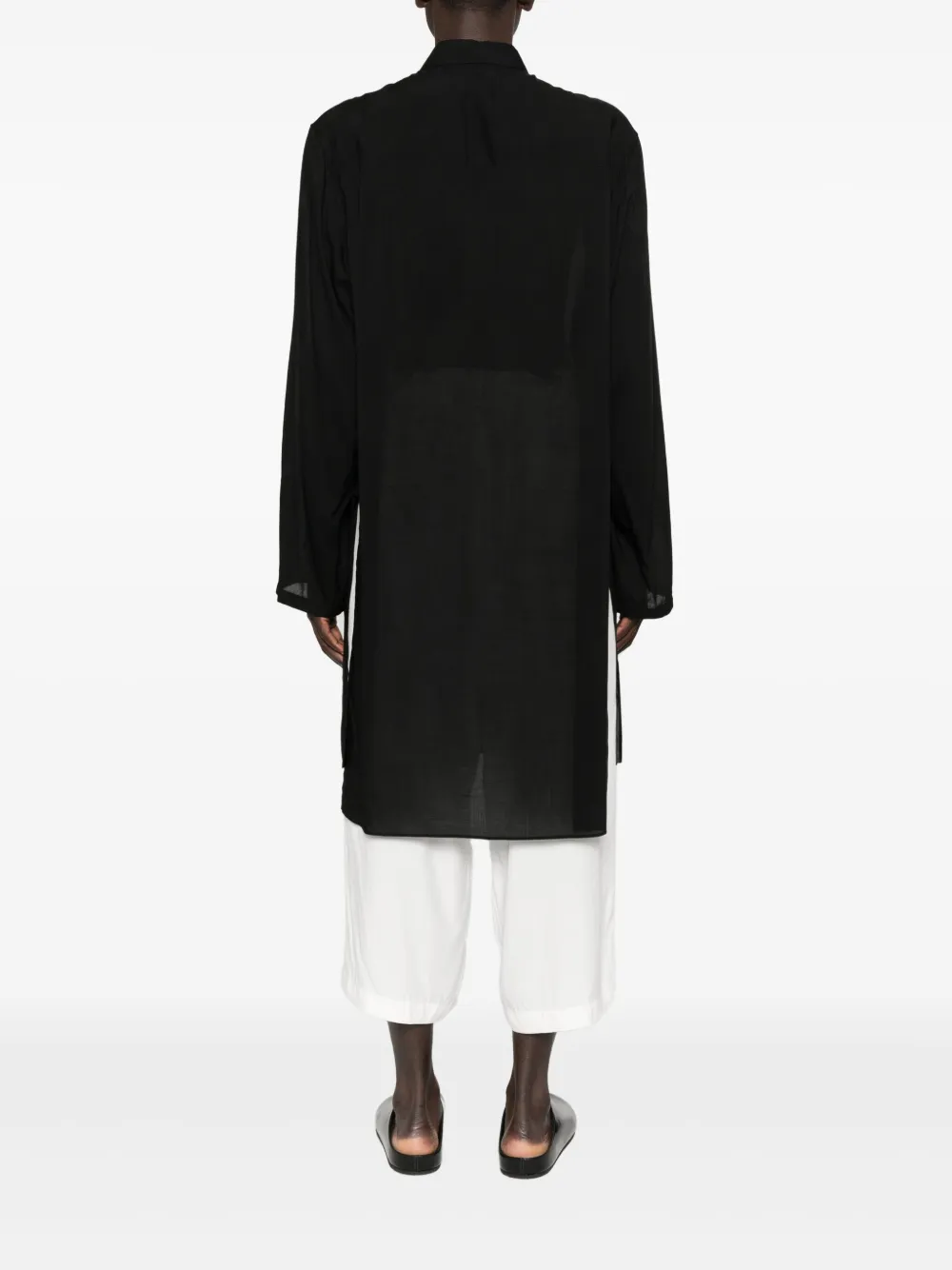 Yohji Yamamoto Overhemd met asymmetrische kraag Zwart