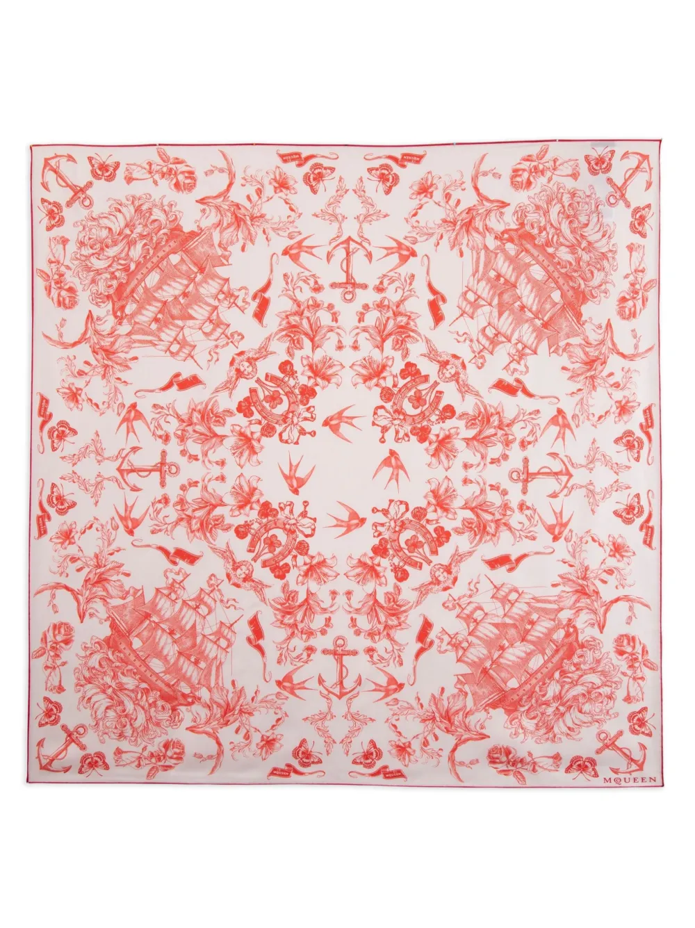 Alexander McQueen Sailor Tattoo silk scarf | Pink | Image 1