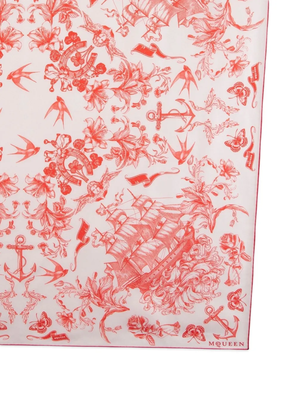 Alexander McQueen Sailor Tattoo zijden sjaal Roze