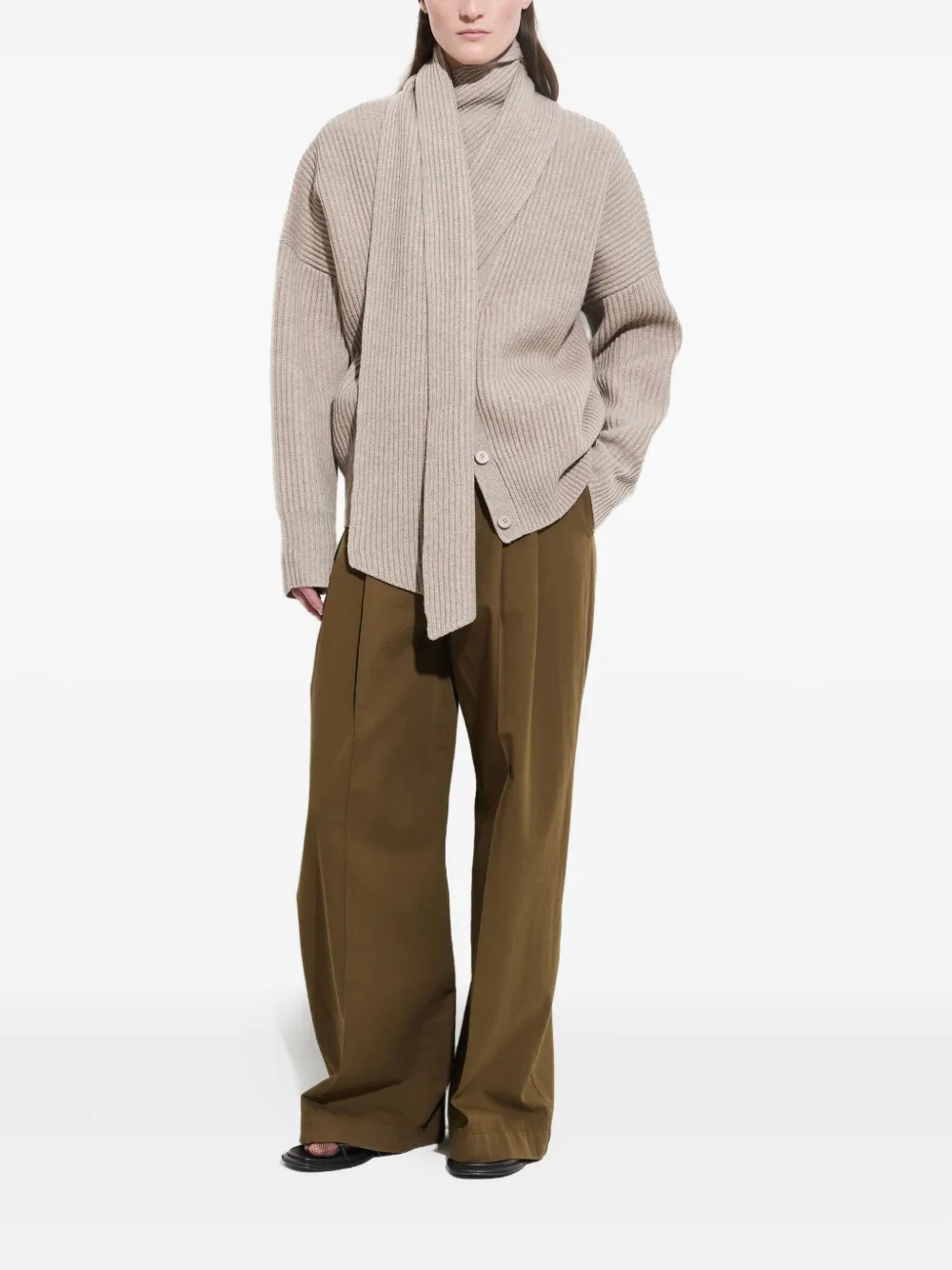 Christian Wijnants Khrami Ribbed Cardigan In Neutral