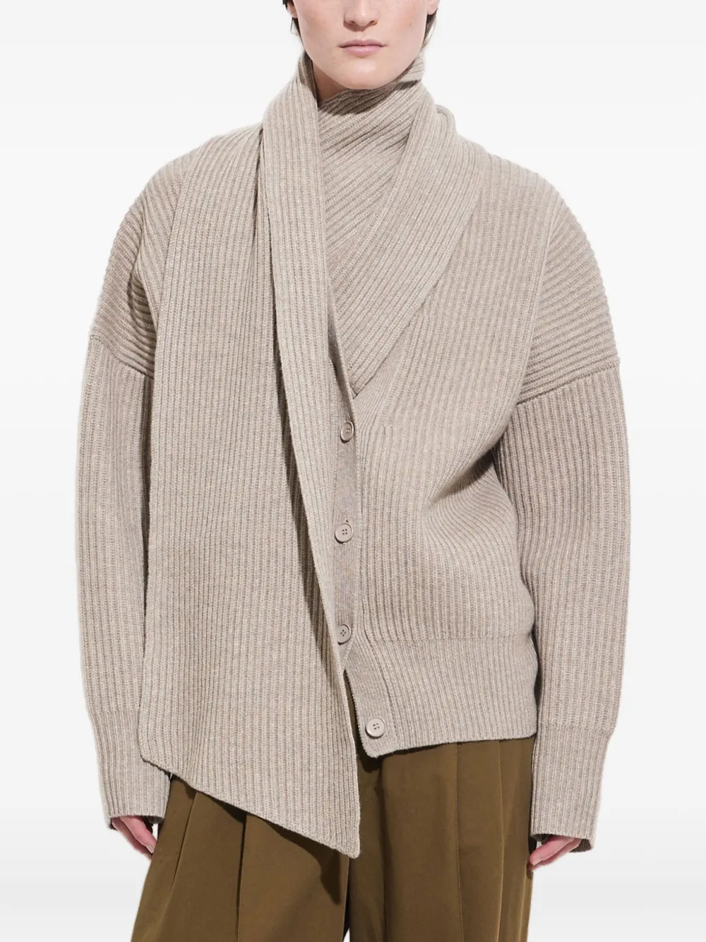 Christian Wijnants Khrami Ribbed Cardigan In Neutral
