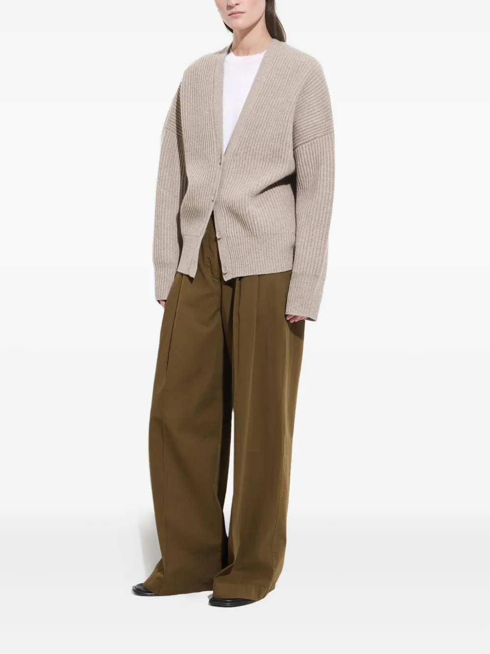Christian Wijnants Khrami Ribbed Cardigan In Neutral