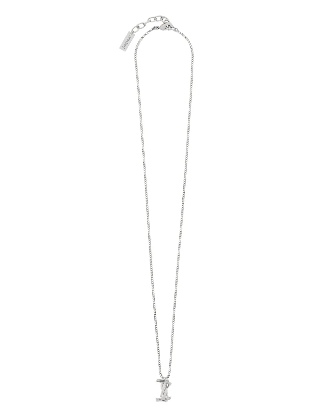 Saint Laurent Cassandre Ring Necklace In Metal In Silver