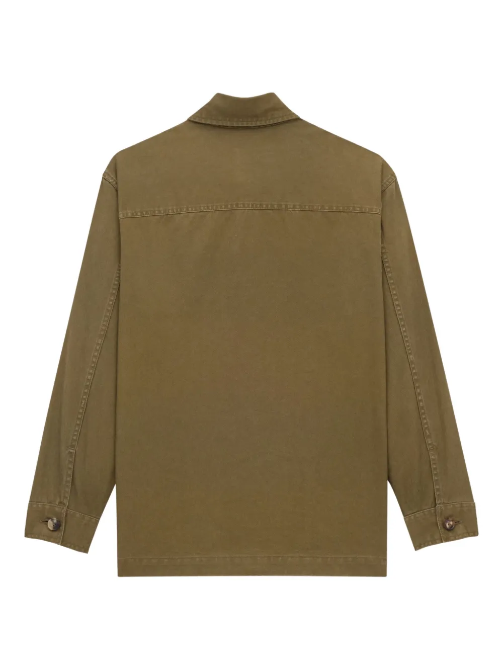 Saint Laurent logo-embroidered cotton-blend shirt - Groen